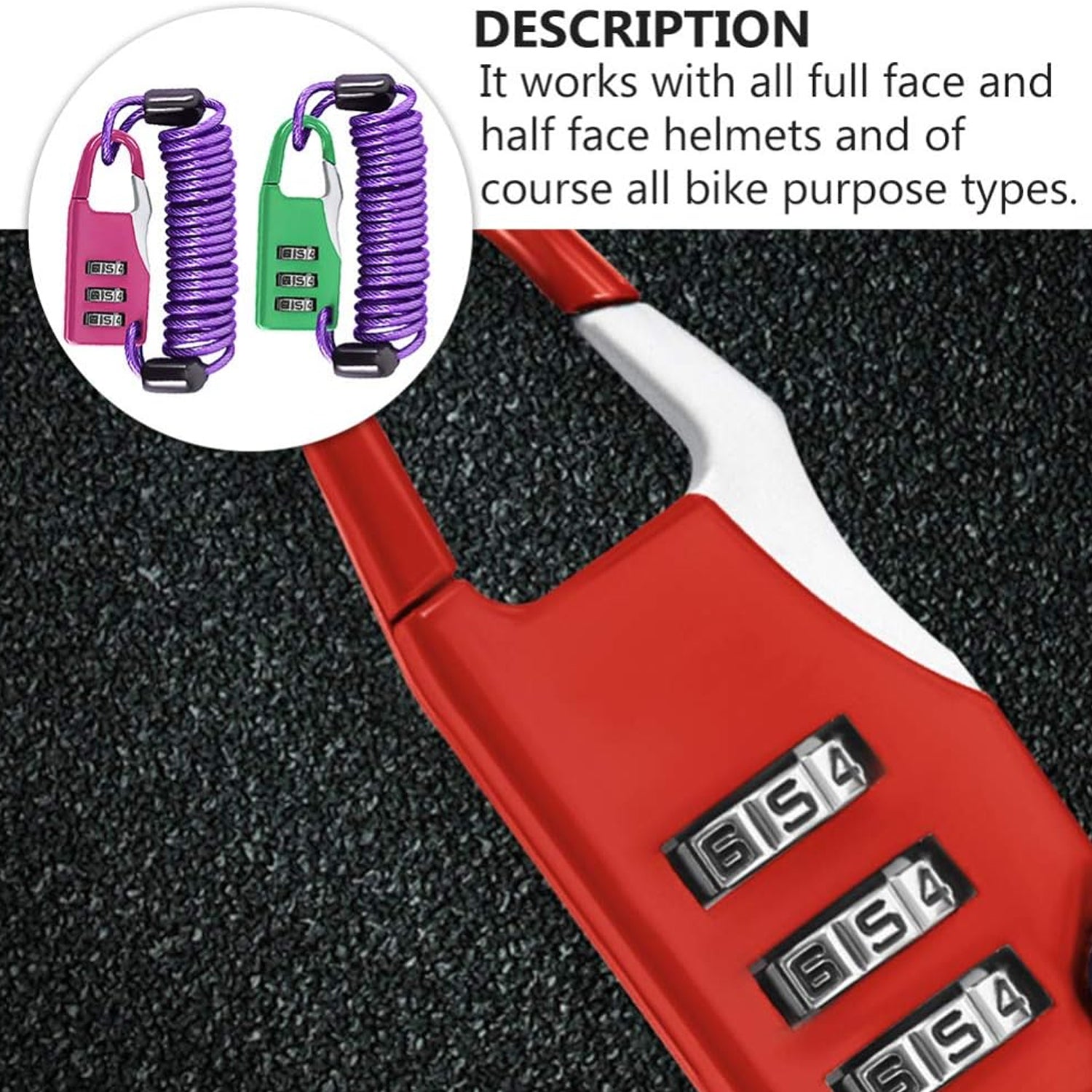 Anti-theft Dial Lock, Padlock, 3-Digit, Built-In Wire (1 Pc) Anti-theft Dial Lock, Padlock, 3-Digit, Built-In Wire (1 Pc)